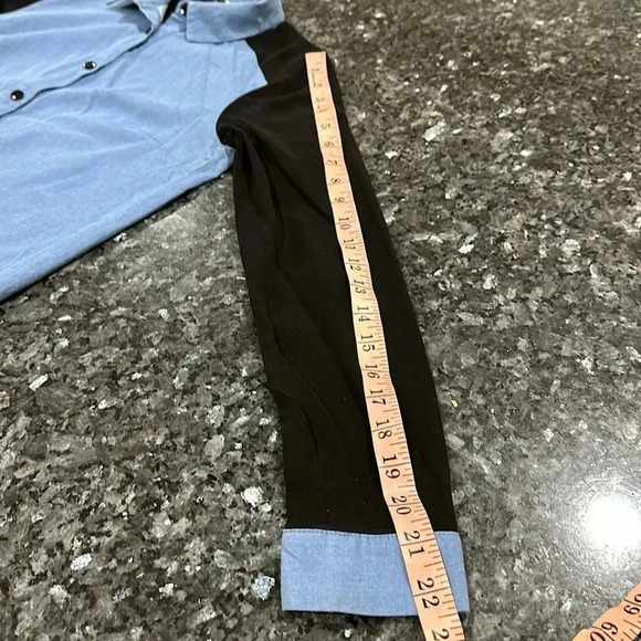 H&M Half demin half chiffon Blouse - Picture 3 of 10